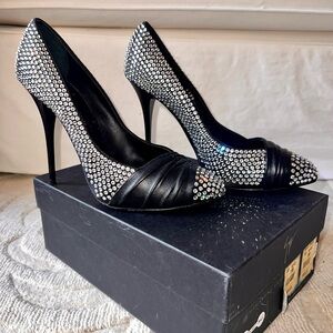 Giuseppe Zanotti Black Crystal-Studded Stiletto Pumps